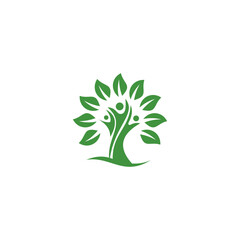 people ecology tree logo vector icon illustration design