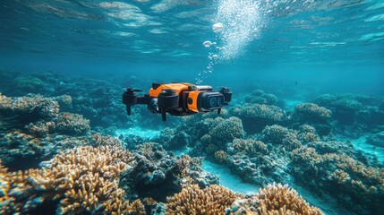 Underwater drones monitoring coral reef health