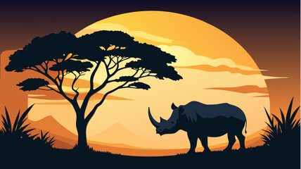 Obraz premium elephants at sunset