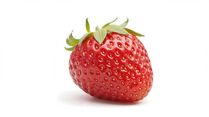 Fresh Ripe Strawberry on White Background
Close-up of a fresh ripe red strawberry with green leaves, isolated on a clean white background. Ideal for food, health, fruit, or nutrition-related content. 