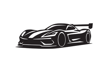 Racing car silhouette with white background
