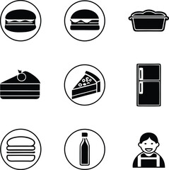 Food Icons Restaurant Menu, Burger, Cake, Pizza and More