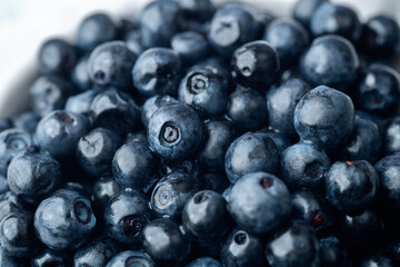 Macro view of fresh blueberries for antioxidant, detail or raw food concept