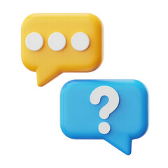 Colorful chat bubble icons showcasing communication concept with question and ellipsis symbols