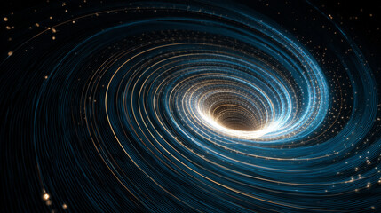 Vortex of glowing lines in a digital spiral