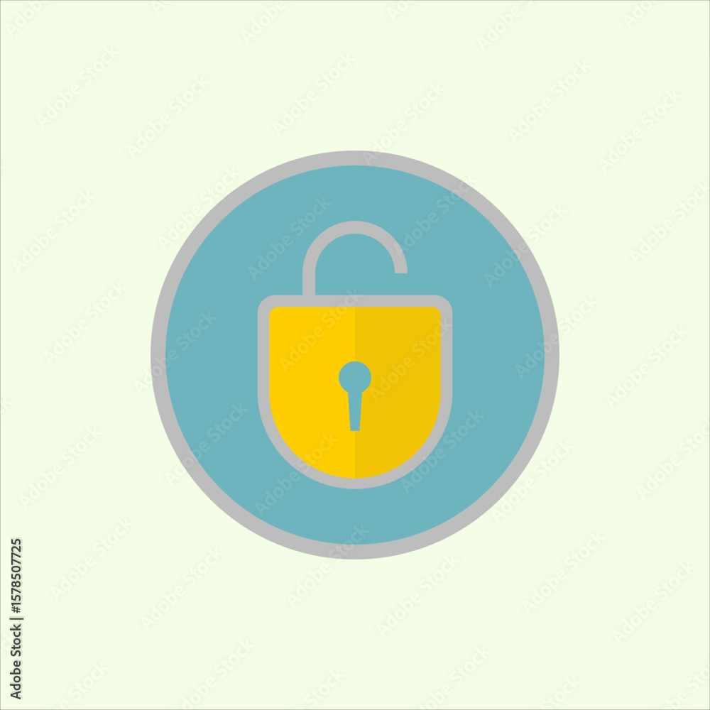 Fototapete Unlock icon. icon related to design elements. suitable for web site, app, user interfaces,element, printable etc. flat icon style. simple vector design editable