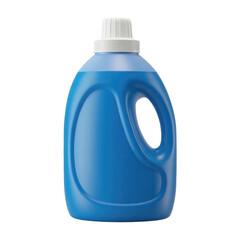 Blue plastic detergent container with handle isolated on white background for laundry packaging