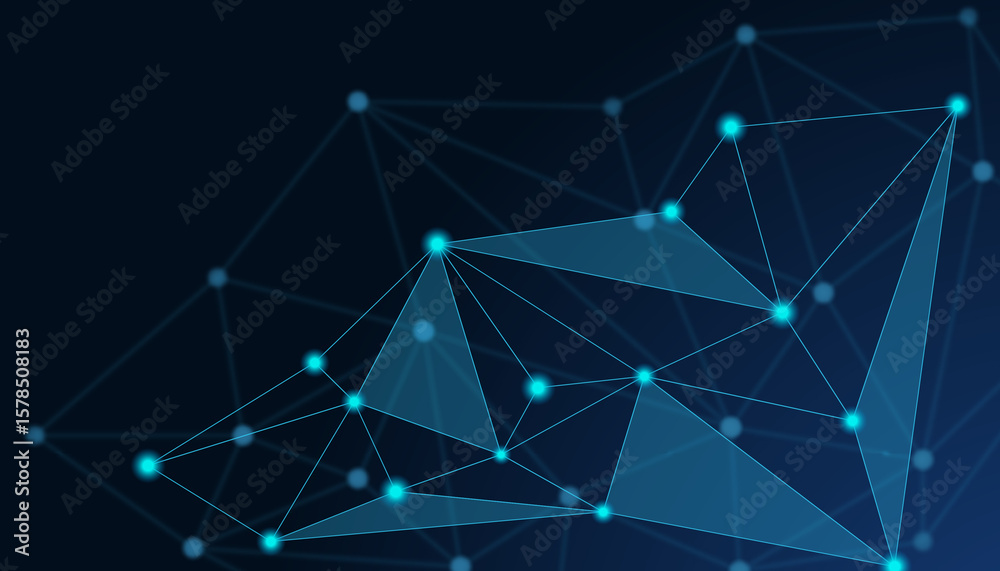 Fototapete triangle lowpoly mesh background on dark blue gradient. modern, geometric, and minimalist network ab