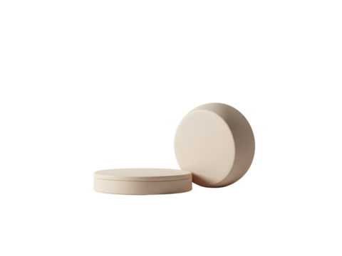 Round wooden plate and 3D luxury podium with clean modern design — perfect for product displays, exhibitions, and mockups. Isolated on transparent background for easy use.