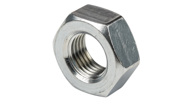 Hexagonal Metal Nut Isolated on Transparent Background