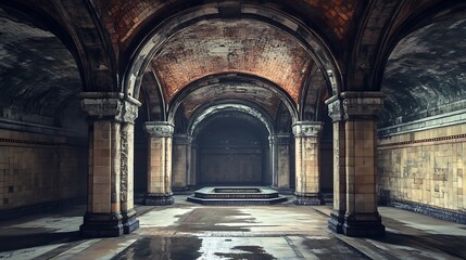 Abandoned historical interior space