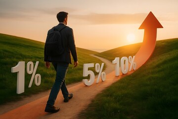 Path of Growth and Daily Improvement.Journey of 1% Progress Toward a Brighter Future.