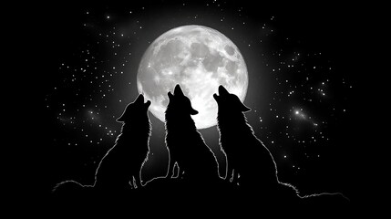 Wolves howling at the moon