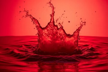 Red water splash. Ideal for beverage advertisements, energy drinks, or creative design concepts
