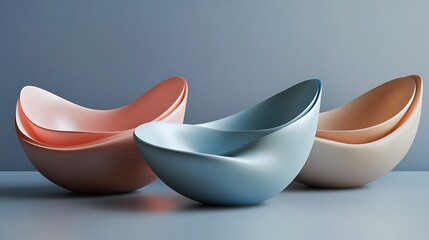 Abstract ceramic bowls display