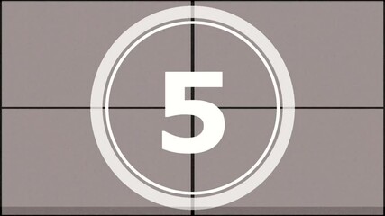 Classic countdown timer, perfect for film intros, video editing, or any project needing a retro feel.  Simple, clean design. - Powered by Adobe