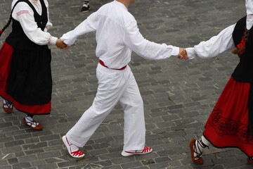 Basque folk dancers in traditional costume