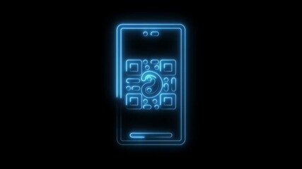 Neon smartphone displaying qr codes and yin yang symbol over dark background technology concept - Powered by Adobe