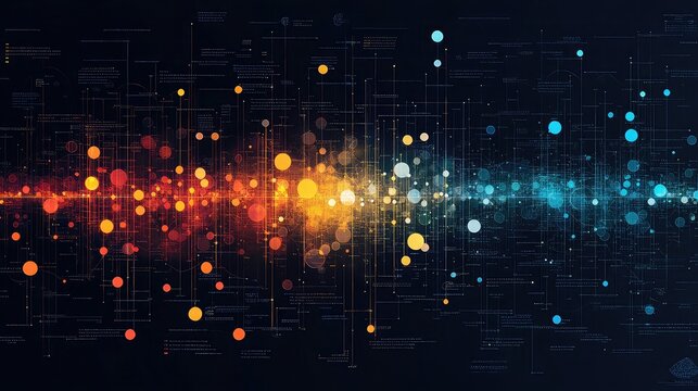 Correlation matrix visual with gradient color indicators showing relationships between data variables in a stylized tech analytics heatmap interface