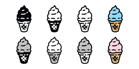 ice cream cone icon cartoon character doodle vector food pastel logo symbol outline isolated illustration design