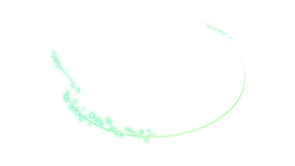 Green Energy Ring Effect with Glow and Particles on Transparent Background
