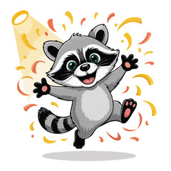 Fototapeta premium raccoon illustration design character posing happy