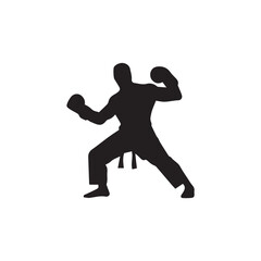 silhouette of a young man doing martial arts