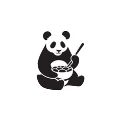 panda bear with a bamboo