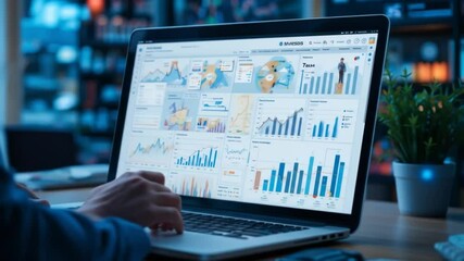 Big data customer analysis and marketing strategy. Targeted customer profiles and behavioral analysis. Analysts use laptops to analyze customer data. 4k video - Powered by Adobe