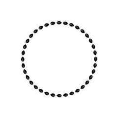 Simple black circular frame with small, repeating leaf-like shapes.