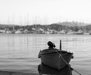 black and white photo of  fezzano a little village in the gulf of la spezia
