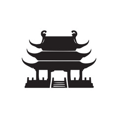 silhouette of a chinese temple