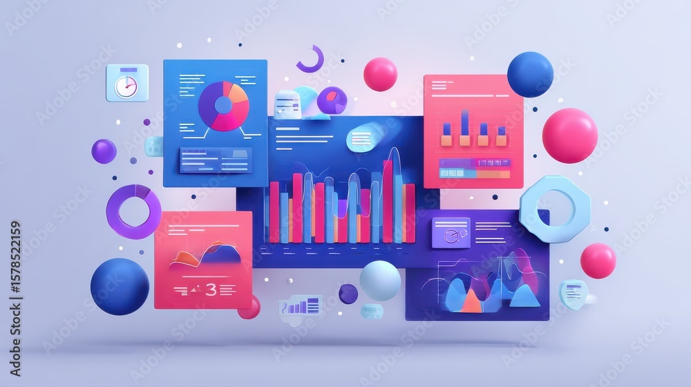 Poster big data abstract concept vector illustration set. analytics and data science, financial data manage