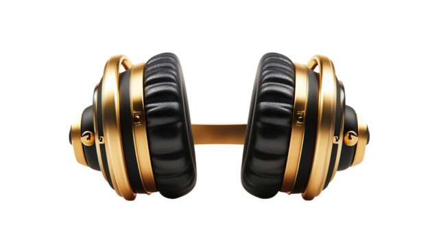 • A set of luxury, foldable headphones with noise-canceling features, isolated on white background in HD 