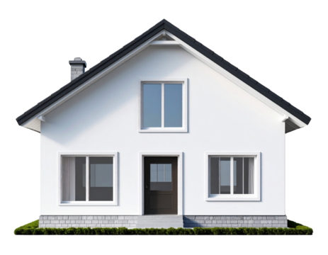 3D glassy home icon with soft shadows, isolated on a transparent background