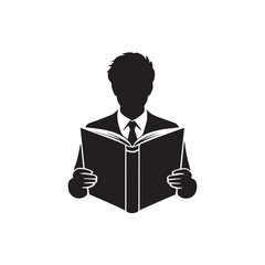 man reading a book vector illustration