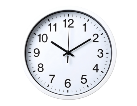 Clock shows ten ten isolated black