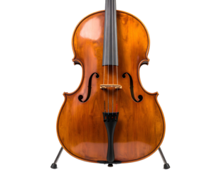 Elegant cello on black background photograph