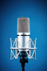 CloseUp of a Microphone on a Blue Background