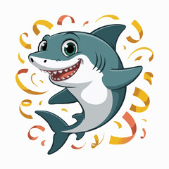 shark illustration design character happy posing