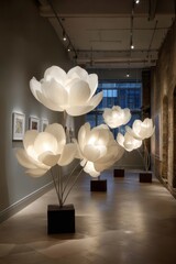 Large Floral Light Installations in Gallery.