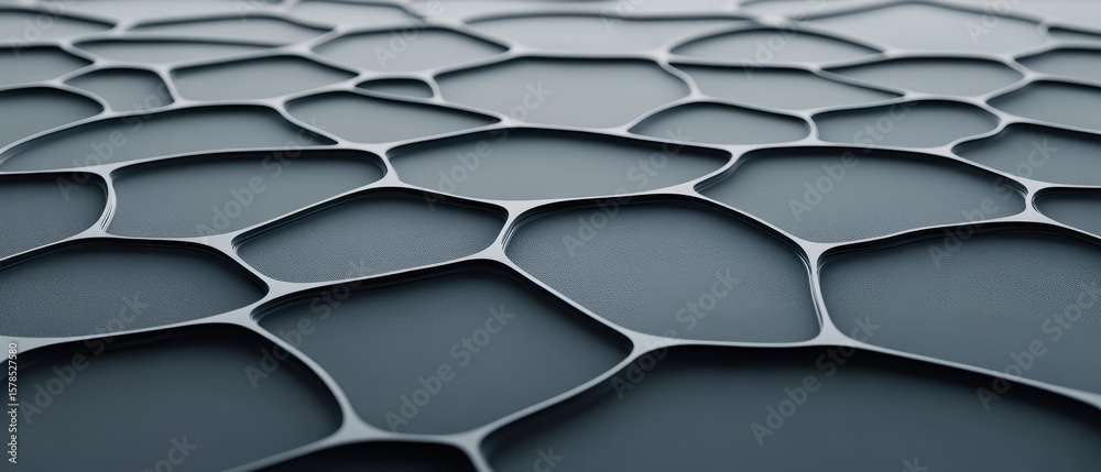 Poster network of gray interconnected shapes forming a pattern abstract neural arrangement of dark cells jo