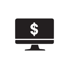 black monitor screen with dollar sign