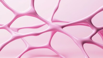 Interconnected pink structure. Network formation. Linked shapes. Neural connections. Complex system of pink links. Abstract network. Modern background.