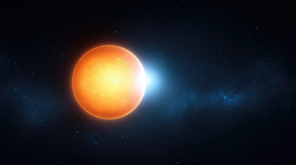 Fototapeta premium Exploring stellar phenomena the orange star's journey through space cosmic background digital art universe celestial perspective astronomy concept