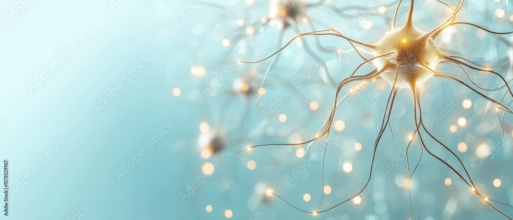 Poster glowing network brain cells connected structure artificial system intelligence data light backdrop n