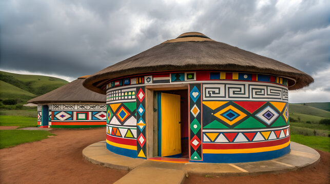 Vibrant Ndebele House Traditional South African Architecture