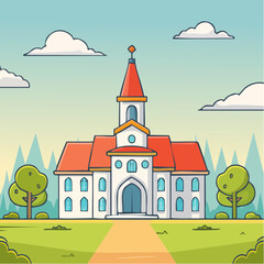Fototapeta premium line art church cathedral