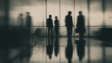 Silhouette Reflections in Korean Civic Dialogue Abstract Justice in Modern Office Setting