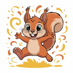 squirrel character illustration design posing happy.eps